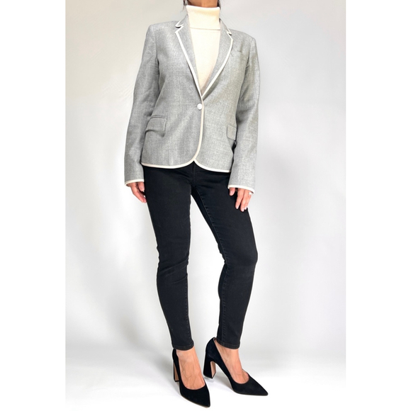Theory Womans Blazer Wool Blend Gray Cream White RN 98406 - Picture 12 of 13